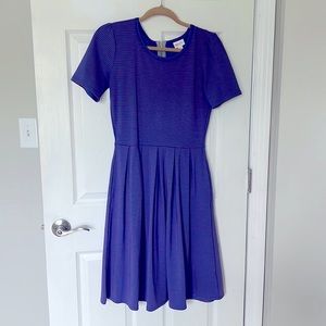 Blue w/pink stripes Lularoe Amelia dress.